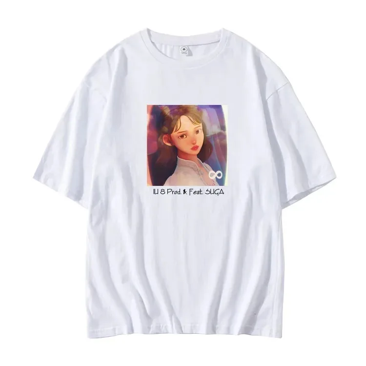 K pop kpop iu novo hit canção oito imagem dos desenhos animados impressão o pescoço casual t camisa para o estilo de verão unise