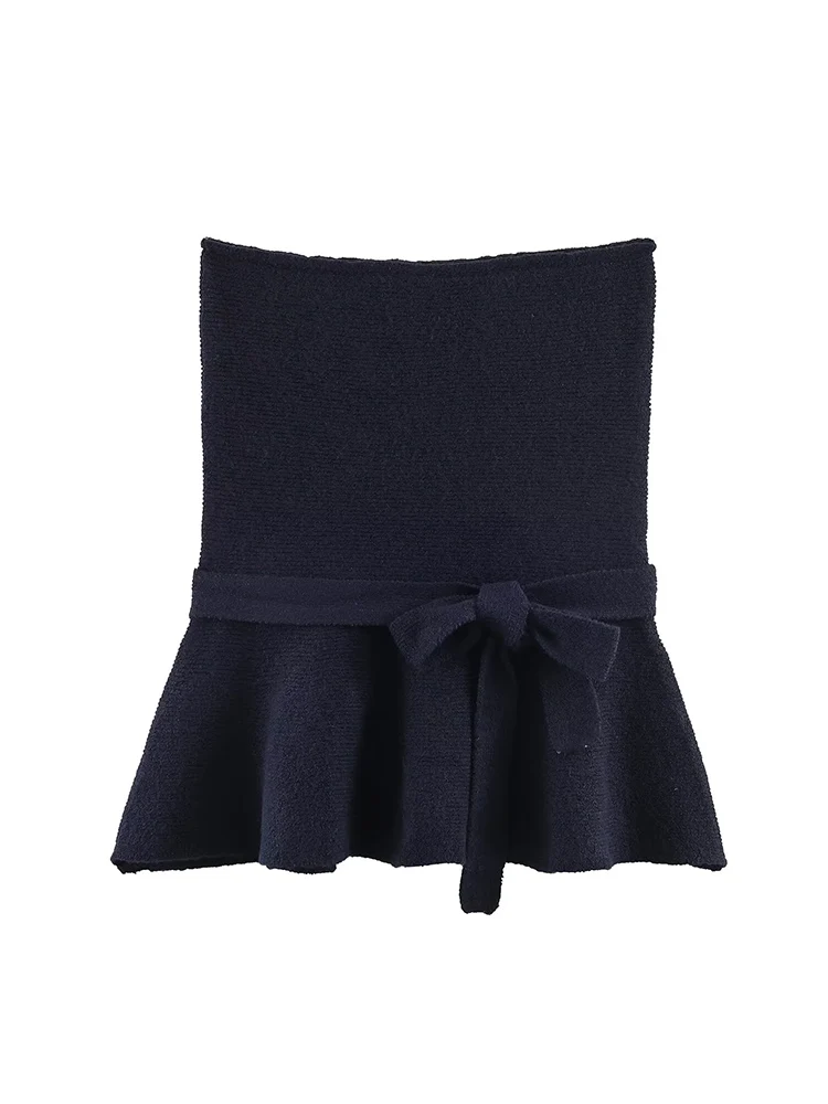 Women's Bow Strapless Top Fashion Vintage Off Shoulder Casual Solid Color Tank Top 2026 New Cute Skirt Hem Summer Vest Female