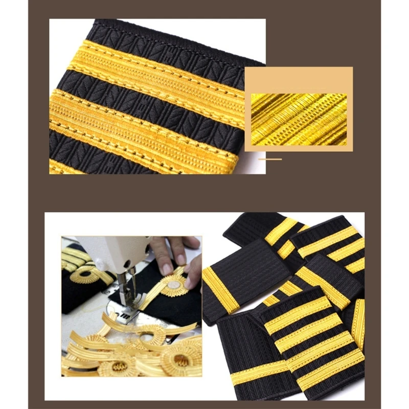 Captain Epaulettes Stripes Shoulder Accessory for Uniforms Drama Play Shoulder Board Jewelry