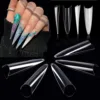 500PCS Clear Stiletto Nail Tips - Half Cover Long Pointed False Nail Tips