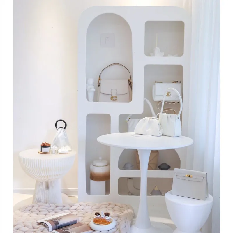 

Nordic minimalist decoration living room white arched cabinet ins cave cabinet display shelf display cabinet floor bookcase