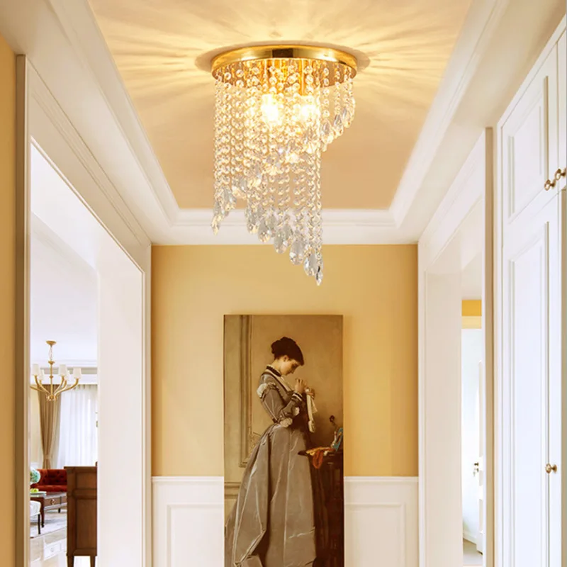 Lampada da Soffitto Moderna in Cristallo Stile Nordico, Luce di Lusso per Ingresso, Lampada Creativa per Corridoio, Balcone e Piccoli Ambienti