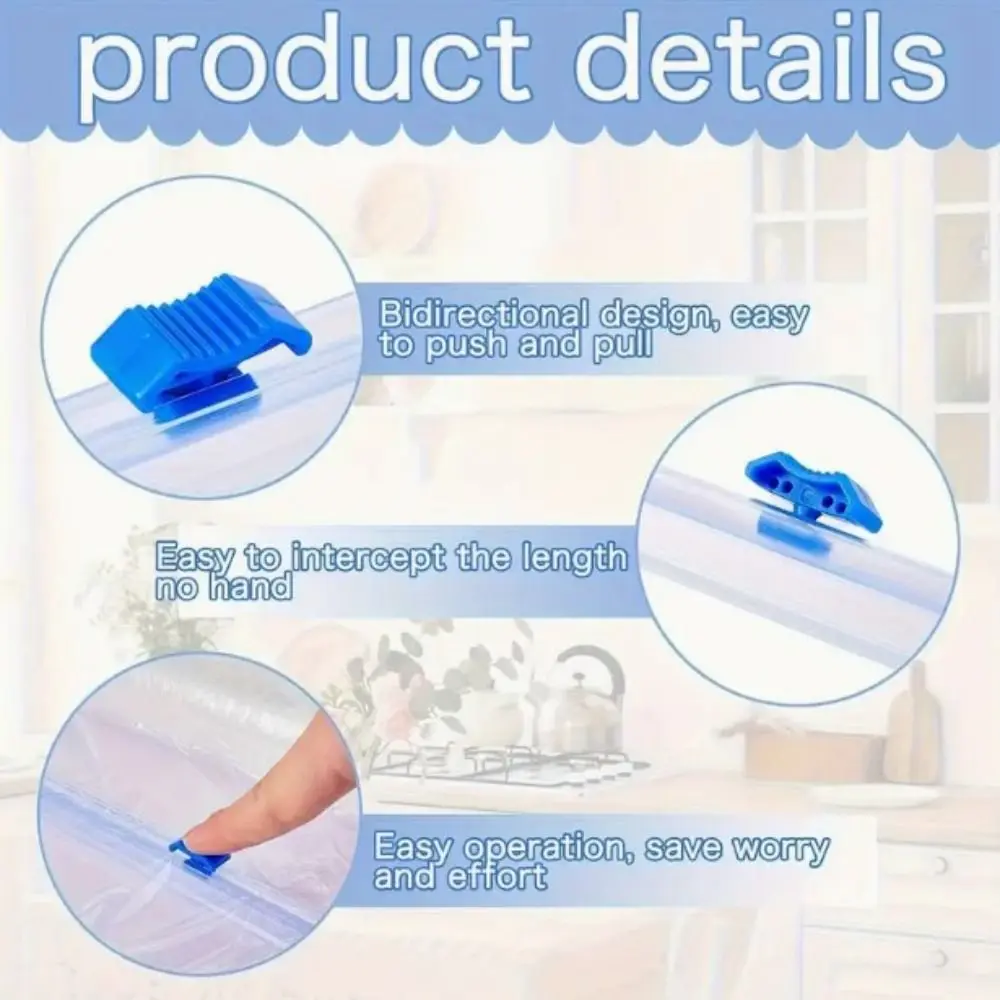 3pcs Convenient Plastic Wrap Dispensers Plastic Reusable Food Cling Film Cutter Slide Cling Film Cutting Strip Kitchen 5