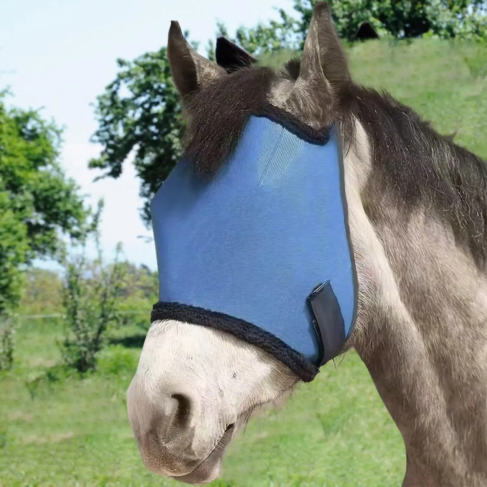 Horse Fly Mask without Ears Fly Veil Breathable Outdoor Equine Reusable