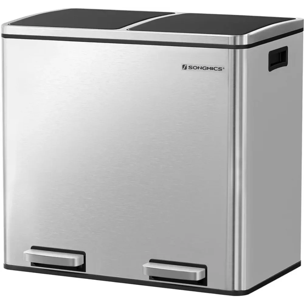 

SONGMICS Trash Can, 2 x 6.3-Gallon (2 x 24L) Dual Garbage Can, Pedal Recycle Bin with Lids and Inner Buckets for Small KitchenS
