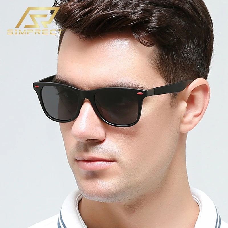 

SIMPRECT Polarized Sunglasses For Men 2023 UV400 High Quality Luxury Brand Designer Fashion Retro Vintage Square Sun Glasses