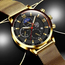 

Fashion Mens Watches Luxury Men Business Stainless Steel Mesh Belt Quartz Watch Calendar Date Luminous Clock relogio masculino