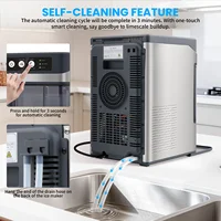 Machine à glaçons de comptoir, production rapide de 17 kg/24h, glaçons prêts en 6-10 min avec fonction autonettoyante, faible bruit de 35 dB pour la maison et le bar 5