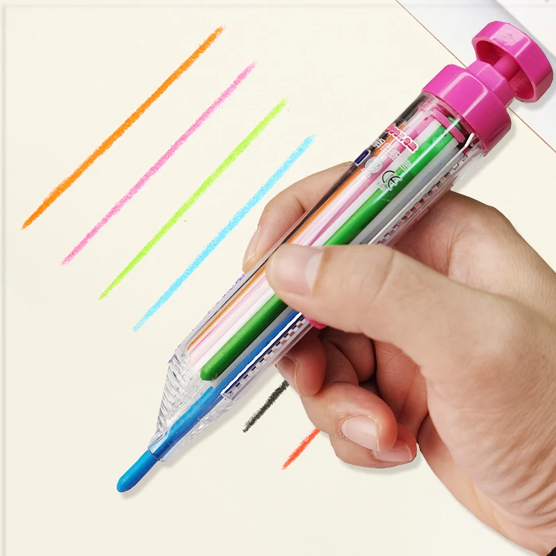 8in1 Rotating Multicolor Crayons No Messy Hands Vibrant Colors For