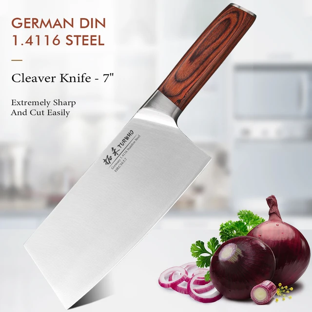 TURWHO 7 Chinese Kitchen Knivse Professional German 1.4116 Steel Chef  Knife Cutting Meat Gish And Vegetables Cooking Tools - AliExpress