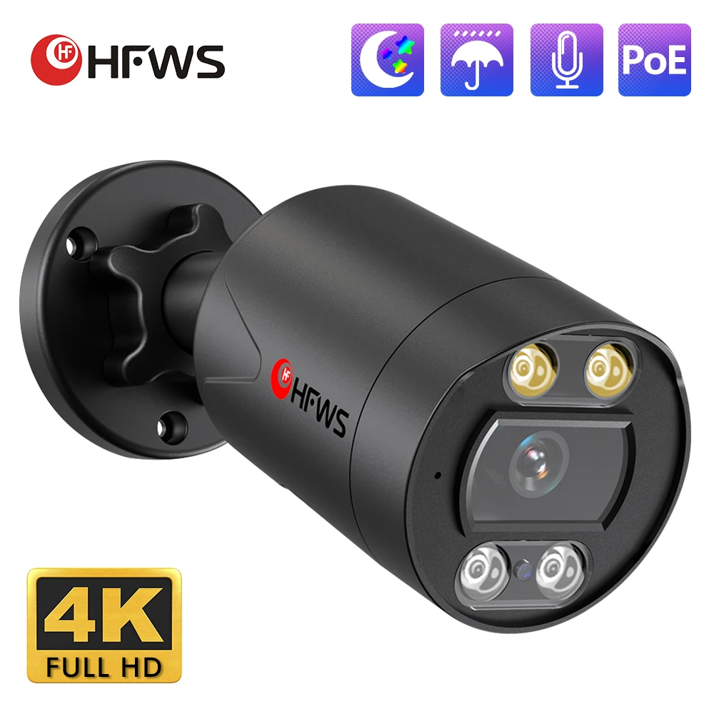 Telecamera Ip Hfwvision 4K Telecamera Di Sorveglianza Per Esterni Poe Da 8Mp Videocamera Di Sorveglianza Per Visione Notturna