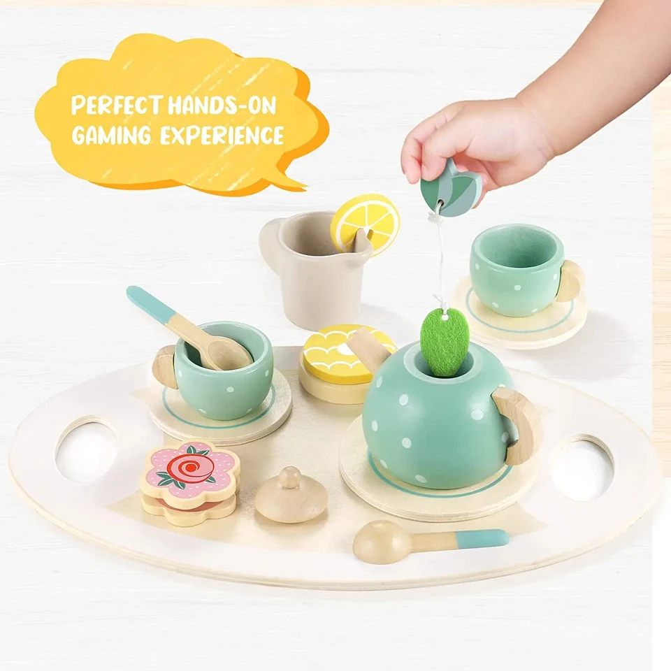 Atoylink Kinderkeuken accessoires houten speelkeuken accessoires keukenspeelgoed kookgerei potten en pannenset kinderen keukenset rollenspel houten speelgoed cadeau voor jongens meisjes vanaf 3 4 5 6