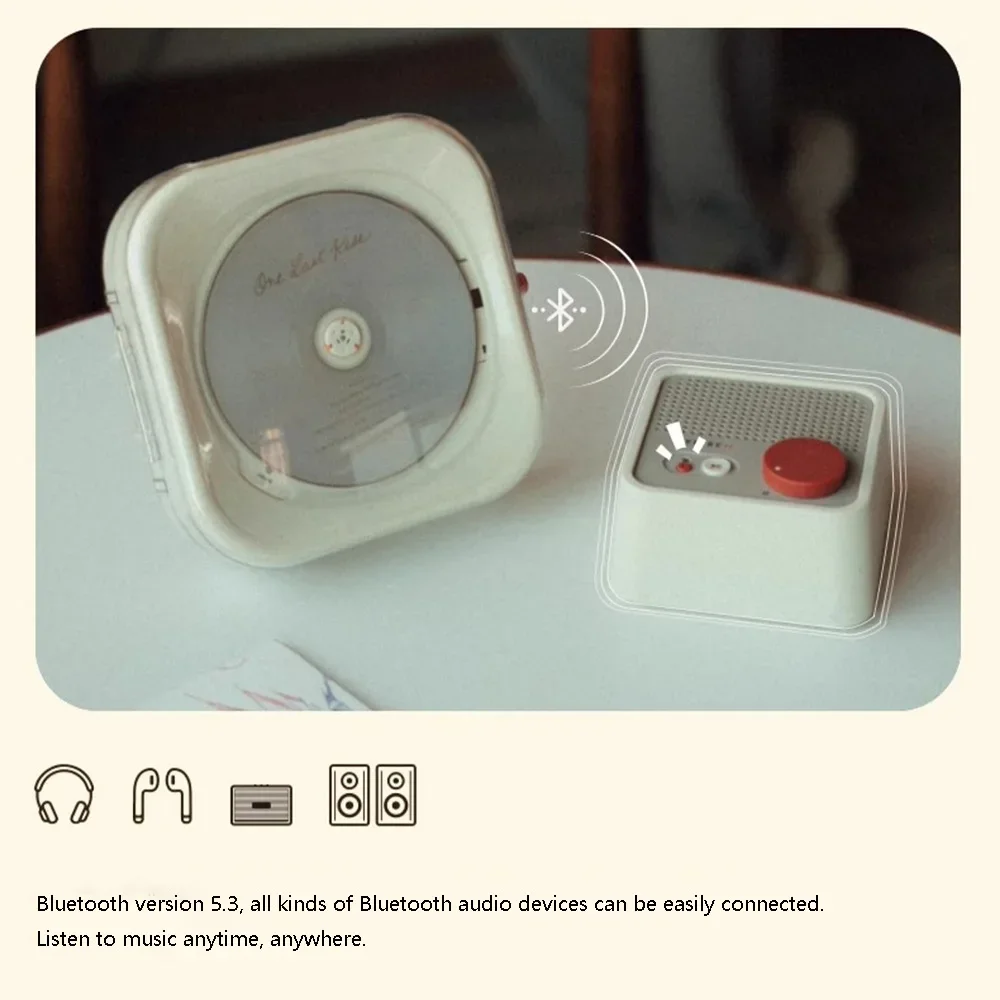 Portable CD Player Dazzling Colour Music Walkman Bluetooth 5.3 Rechargeable HIFI Small Mini Multi Mode Playback