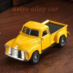 Vintage Pickup Truck Die - Cast Toy Car with Opening Doors and Realistic Details, Collectible Classic (Yellow)