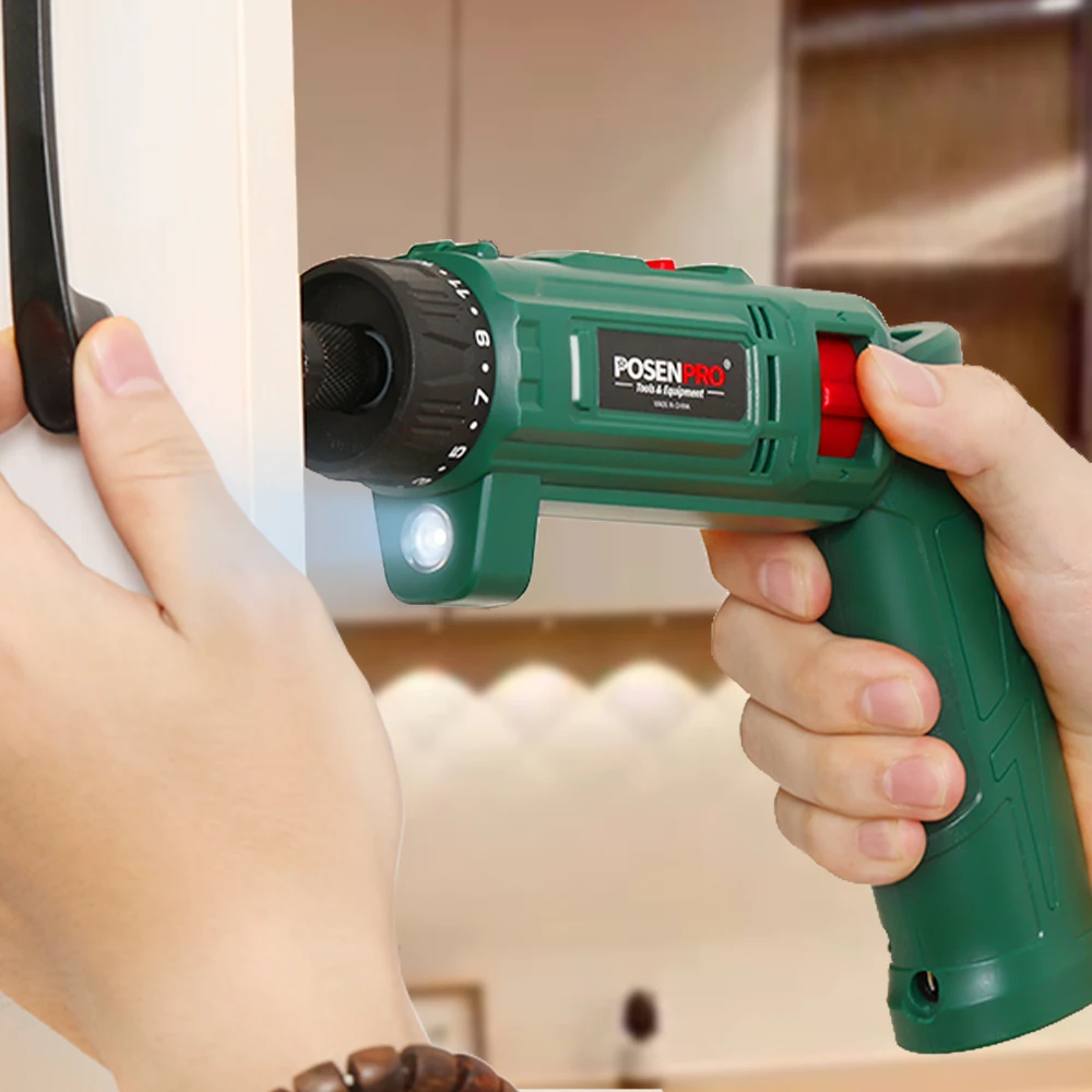 POSENPRO cordless screwdriver set 82PCS, 8V, 10Nm, electric rechargeable drill, charger accessory kit, BMC case, dual position handle