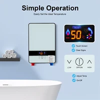Chauffe-eau électrique 6500W, chauffe-eau instantané avec douchette et écran tactile LED, montage mural pour salle de bain à domicile 6