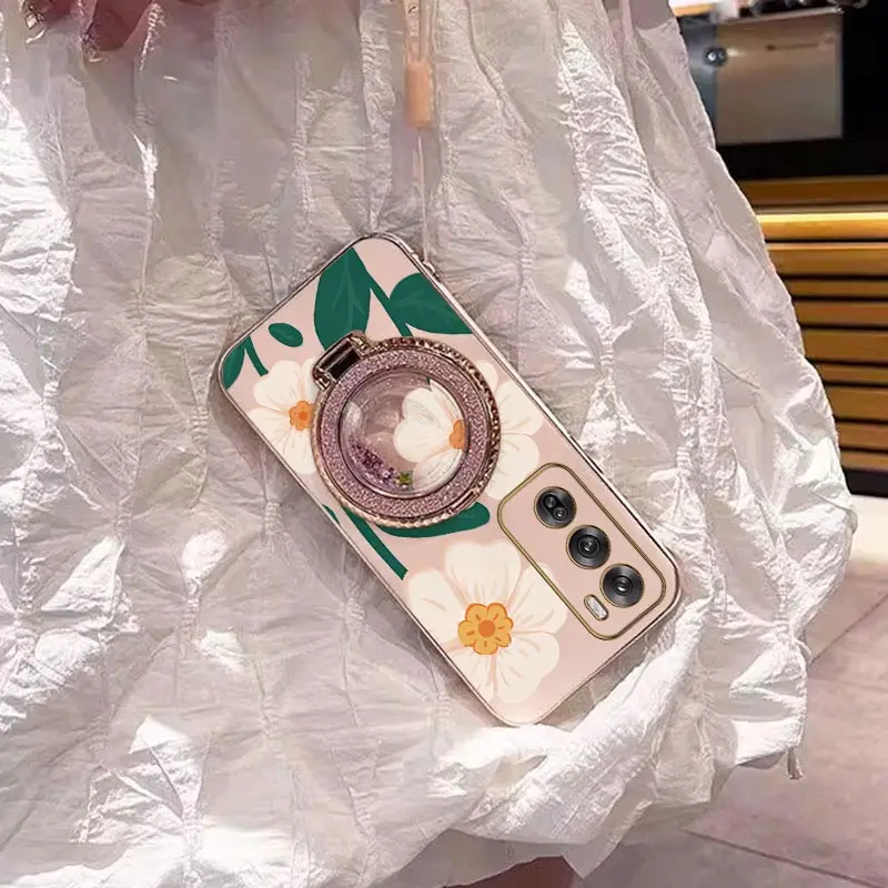 Elegant White Floral Plating Phone Case Cover