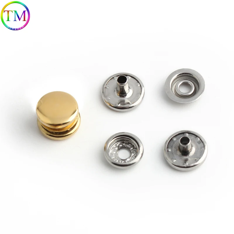 Gold,Silver Stainless Steel Metal Whole Set Of Buttons With Puller For Sewing Handbag Bags Leather Craft Repair Accessories