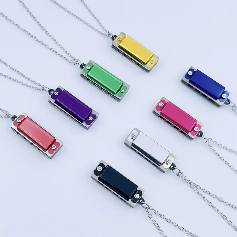 Chromatic Harmonica Diatonic Harmonica 4-hole 8-tone mini necklace harmonica children's elementary school entrance music toy gift