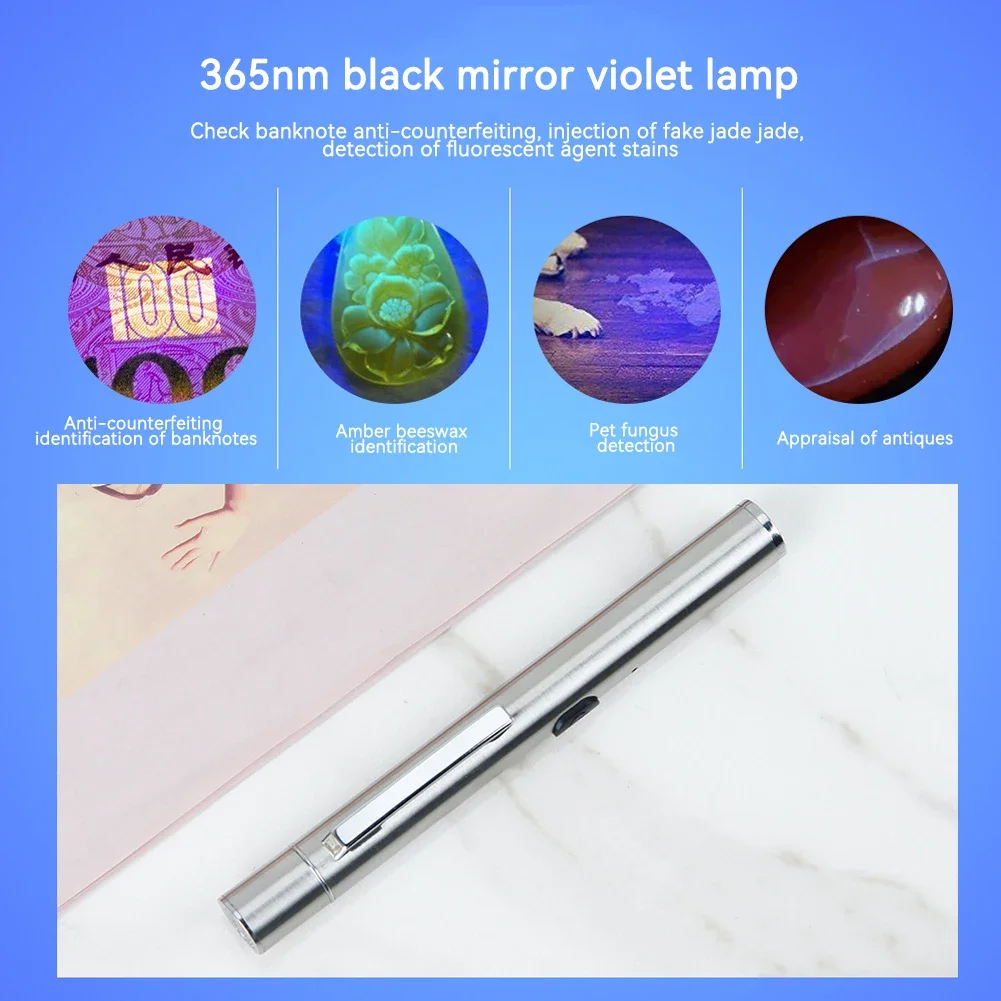 365 UV Veterinary Wood Lamp Pet Fungus Detection Waterproof Flashlight Skin Ultraviolet Light Cat Moss Tinea Light Black Mirror 5