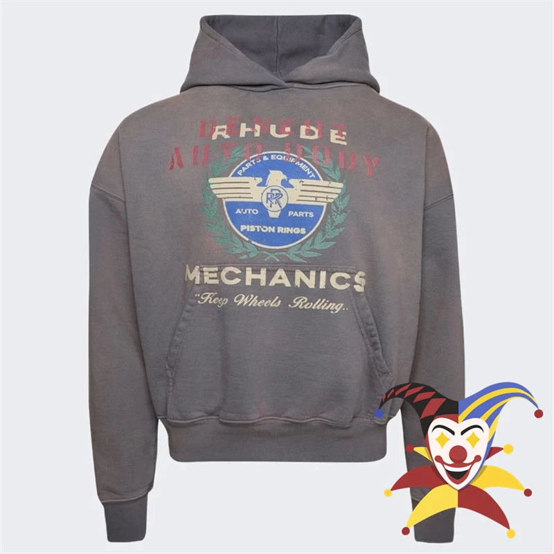 

RHUDE Hoodie Vintage For Men Women 1:1 Best Quality Oversize Retro Slogan Logo print Pullovers