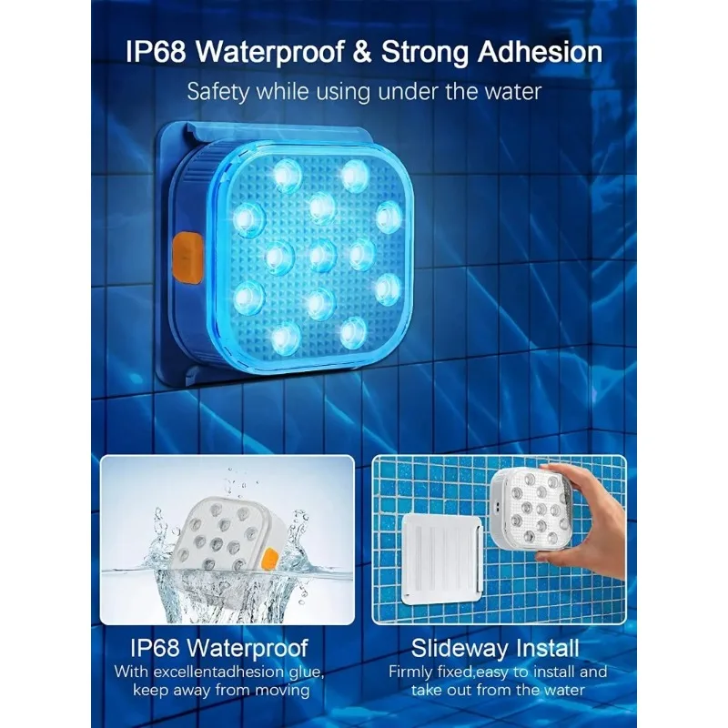 Underwater Light Underwater Lights LED Submersible Pool Lights Rechargeable 200FT Remote Control Swimming Pool Light with Timer Color changing
