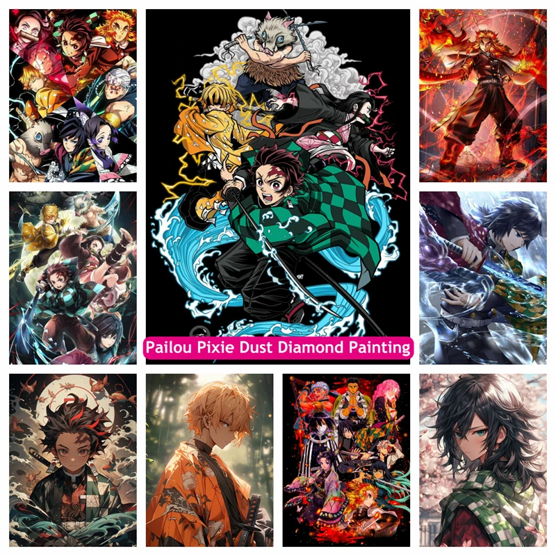 

Demon Slayer Pixie Dust Diamond Painting Diy Anime Kimetsu No Yaiba Tanjiro Kamado Art Cross Stitch Mosaic Decor Children Gift