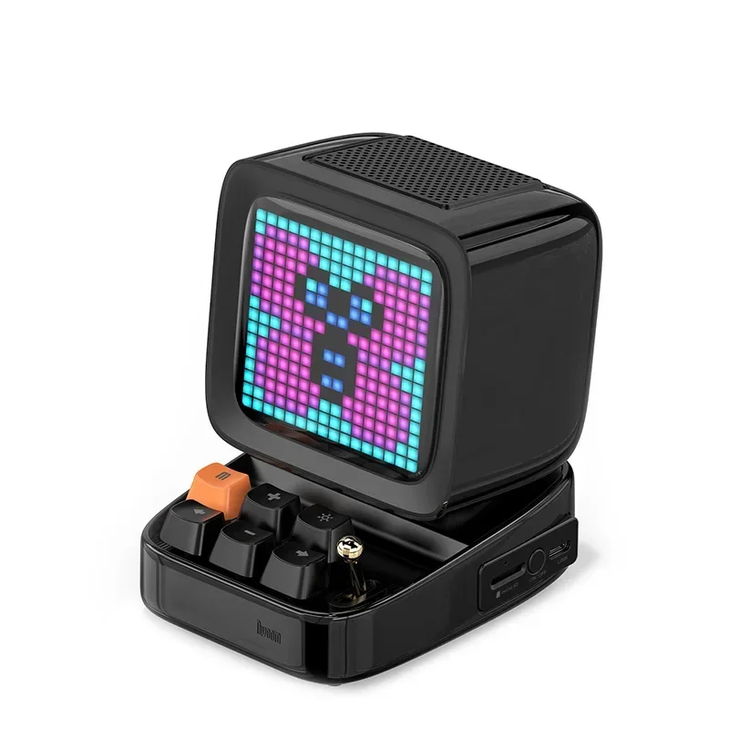 

2022 New arrival portable mini stereo speaker retro pixel BT LED display support FM TF AUX USB sound speaker