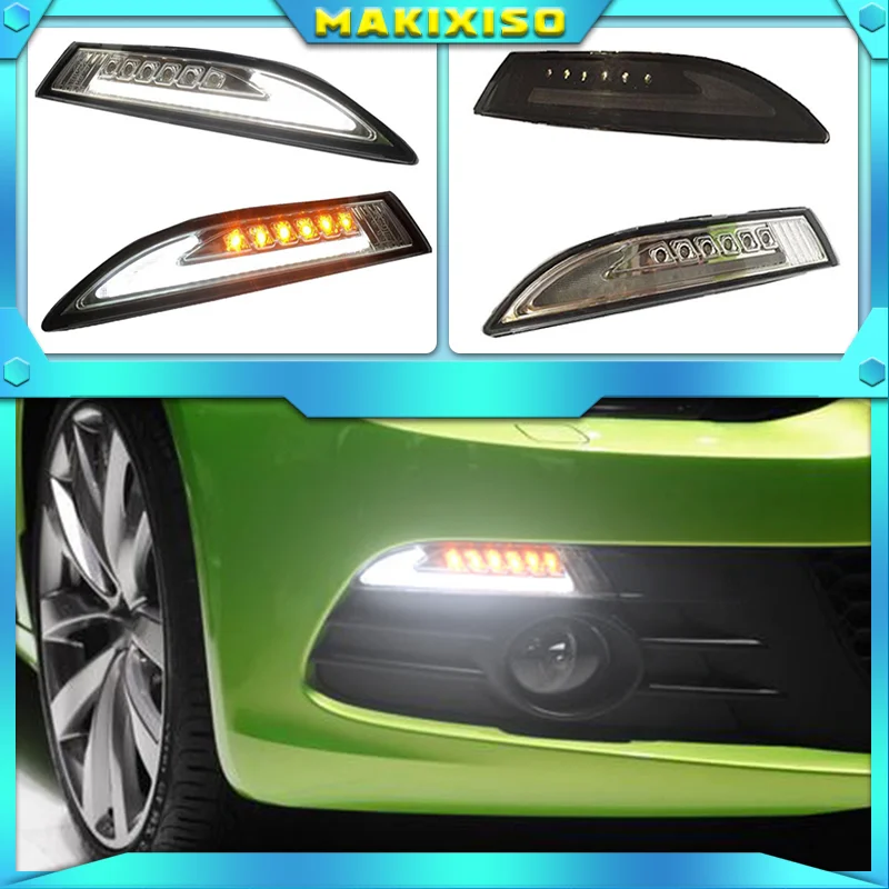 

Для VW Scirocco 2008-2013 Автомобильная Передняя фонарь для боковых габаритных огней желтые указатели поворота и белые дневные ходовые огни DRL