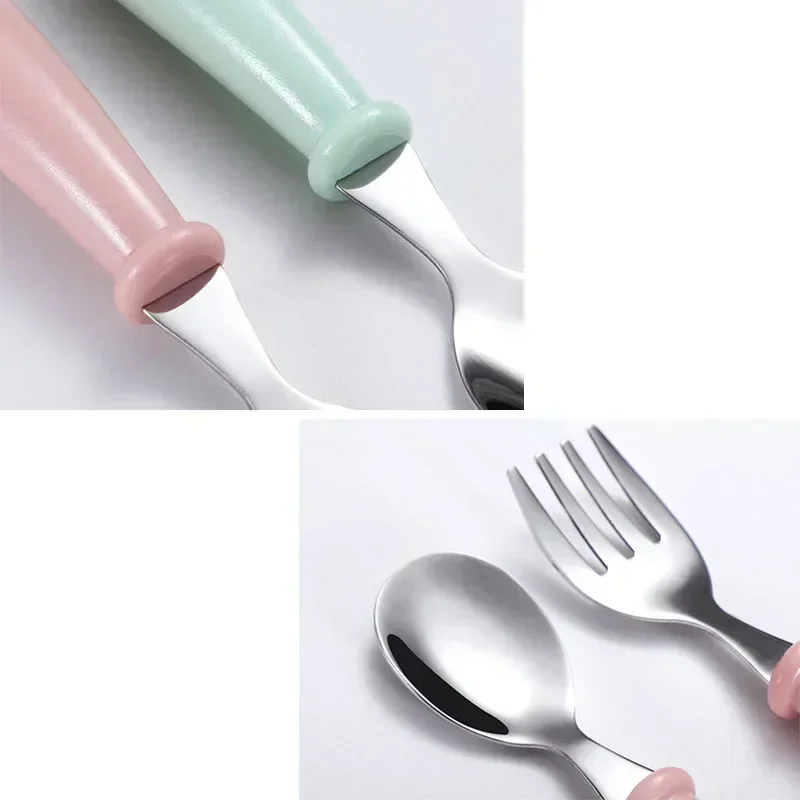 Child Feeding Stainless Steel Tableware Set Children Utensil Toddler Dinnerware Cutlery Cartoon Infant Food Feeding Spoon Fork