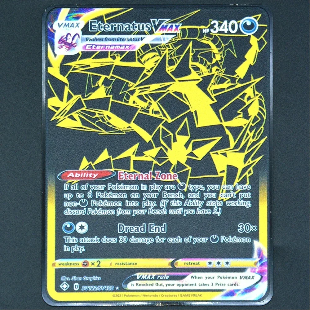 Pokemon Cards Pokemon 183200 Points High Mach Pikachu Charizard Mewtwo Gold Black English French Metal Card Vmax Mega GX Game Collection Card