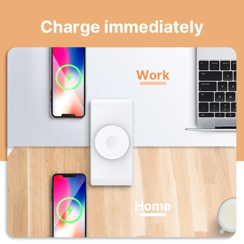 Wireless Charger Pad Time Alarm Clock LED Night Light Thermometer Phone Earphone Fast Charging Station for iPhone Samsung Xiaomi