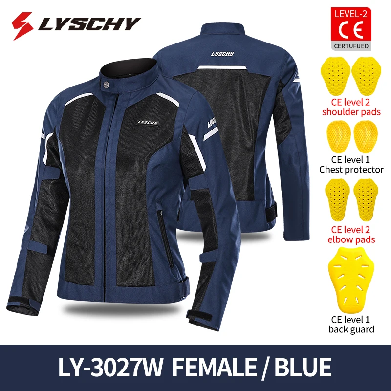 LYSCHY Girls 여름 통기성 메쉬 야간 반사 레이싱 재킷, CE1/CE2, 여성용 라이딩 의류, 슬림 오토바이 재킷