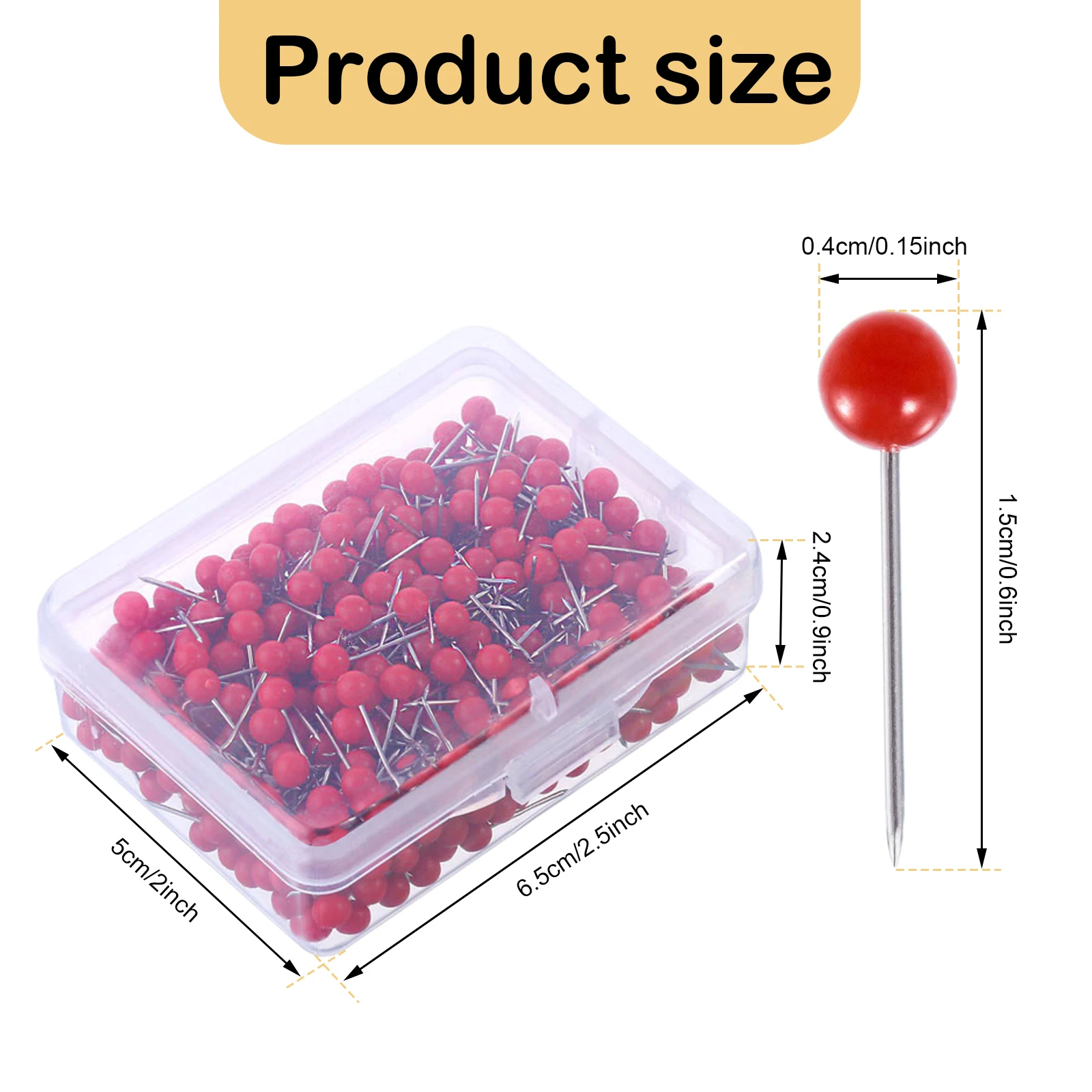 

300Pcs Box Push Pin Office Drawing Paper Photo Wall Studs Stationery