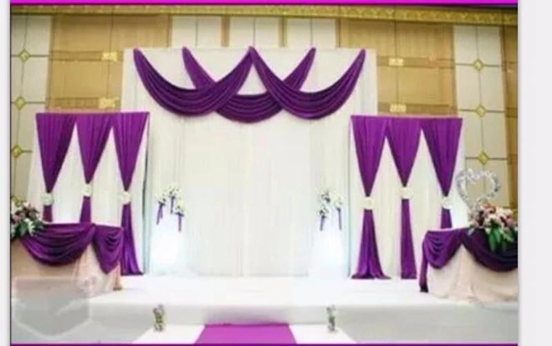 

10FTX20FT With Swag Wedding Backdrop Curtain Background/Wedding Decoration Romantic Ice Silk Stage Curtains Party Hanging Drapes