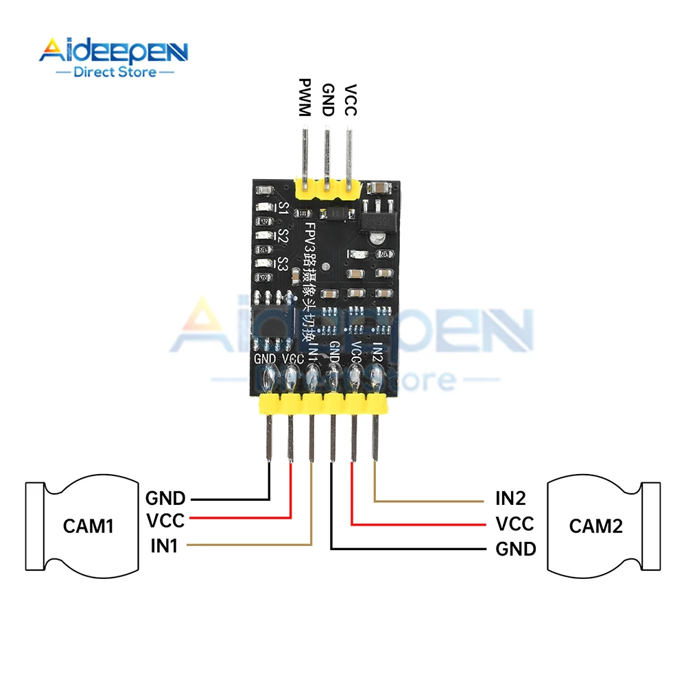 Commutateur vidéo 3 canaux PWM 5-12V pour FPV drone RC
