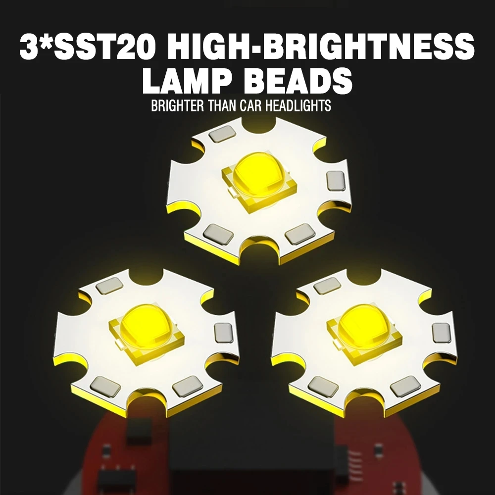 Portable EDC High Power Triple LED Flashlight 18350 Battery Mini Small Torch Floodlight Self Defense Keychain Light Fishing Lamp