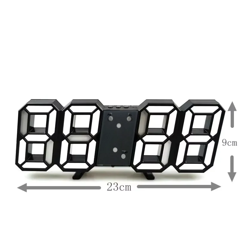 3D LED Digital Clock Luminous Fashion Wall Clock Multifunctional Creative USB Plug in Electronic Home Decoration