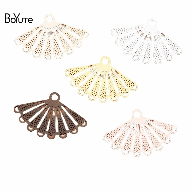 

BoYuTe (50 Pieces/Lot) 16*25MM Metal Brass Filigree Fan Shaped Connector Charms Diy Hand Made Jewelry Accessories