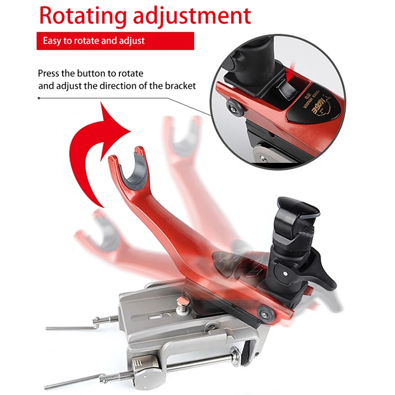 KASE Original Boat Fishing Rod Holder 0 to16cm Width adjustable 360 Degree Rotation Aluminum Alloy Boat Fishing Rod Keeper