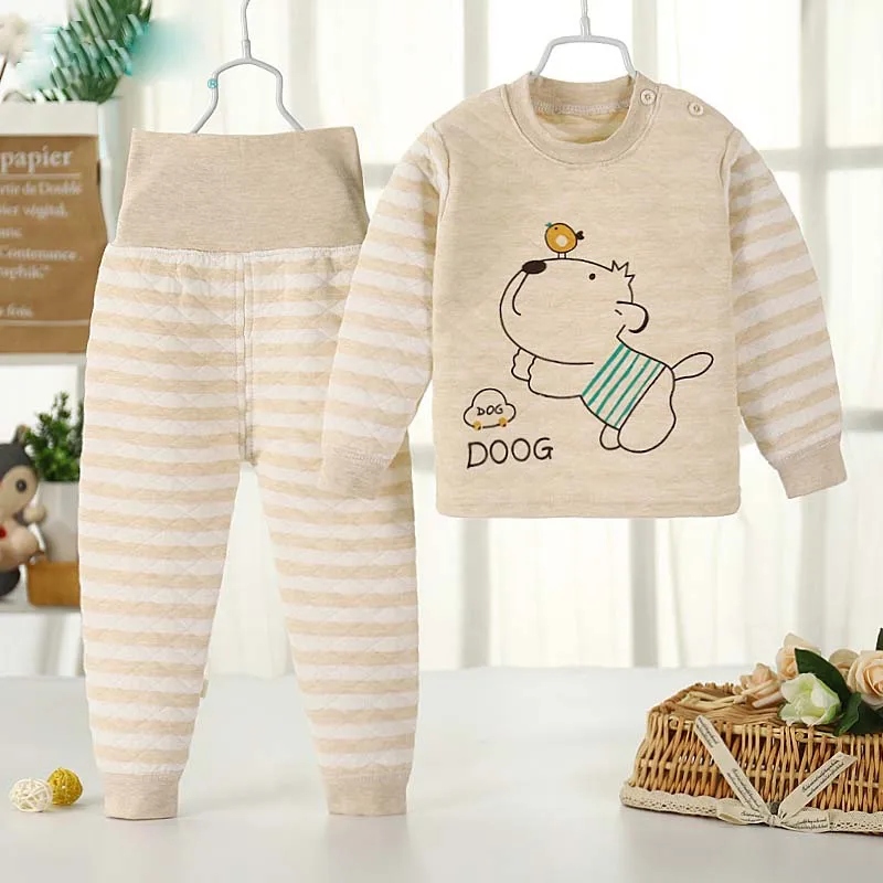 Autumn Winter Boys Girls Thicken Warm Cotton Children Thermal Underwear Set Sleeping Clothing Pajamas children thermal underwear