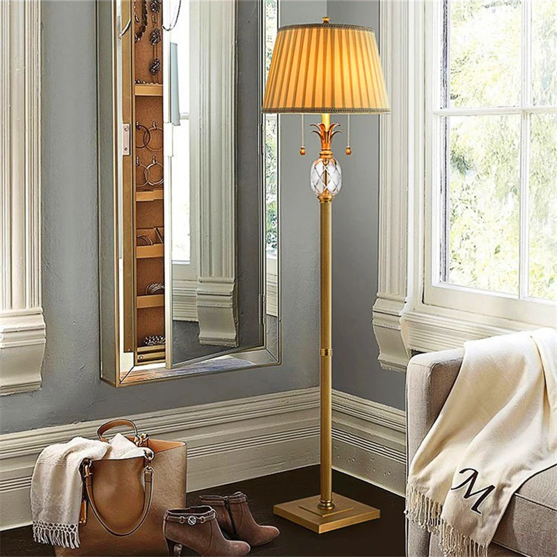 

Nordic Crystal LED Floor Lights For Living Room Study Floor Lamp Copper Bedroom Bedside Table Lamps Interior Lighting Decoration