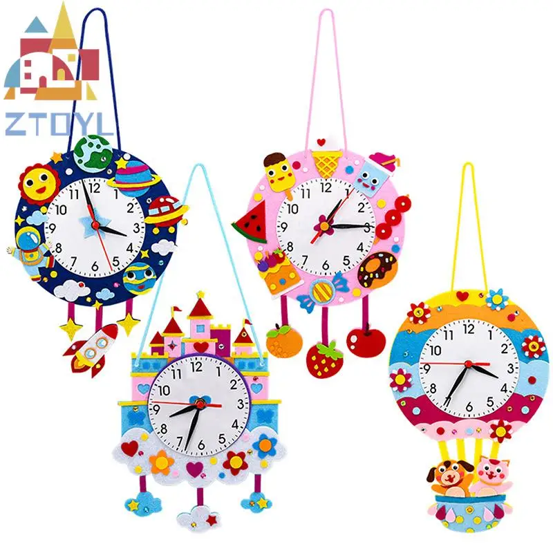 

DIY Clock Toys Montessori Arts Crafts Hour Minute Second Children Cognition Clocks Toys for Kids Gift Early Preschool Gifts