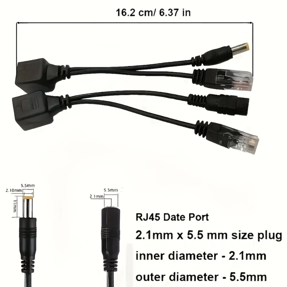 12-48v POE 케이블 이더넷 어댑터 케이블을 통한 수동 전원 공급 POE 분배기 IP 카메라용 RJ45 인젝터 전원 공급 장치 모듈
