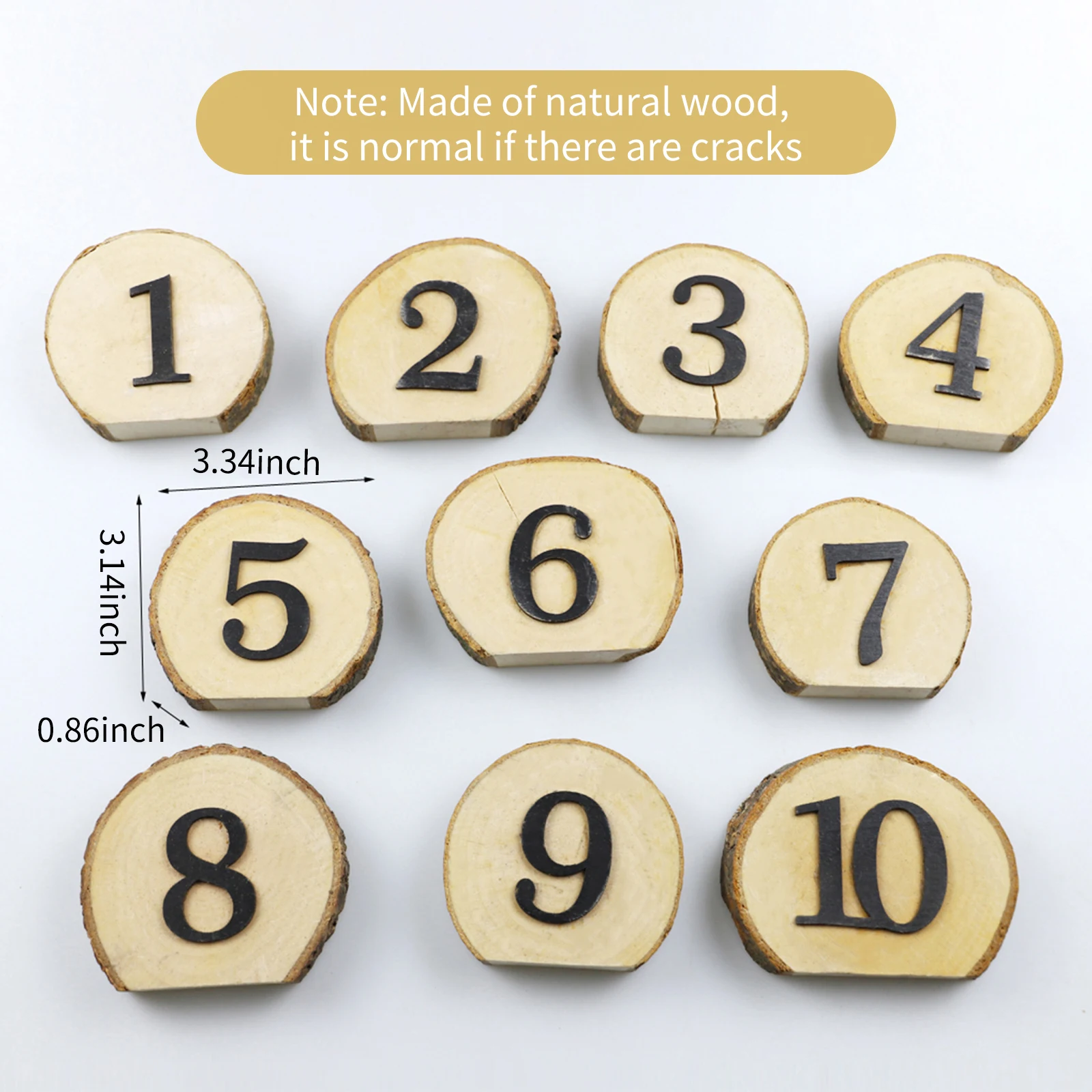 1-10 Wooden Table Number Rustic Party Wedding Decoration Number Blocks for Wedding Reception and Table Decorations
