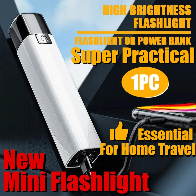 Mini USB Waterproof Lighting Portable Spotlight Rechargeable Flashlight Lights for Indoor Outdoor Play Camping and Fishing Lamps