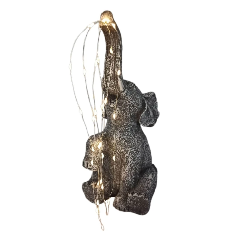 

Elephant Garden Resins Figurine Solar Powered Watering LED Light Outdoor Statue