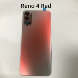 Premium Back Glass Battery Cover with Camera Lens (Reno 4 Red)