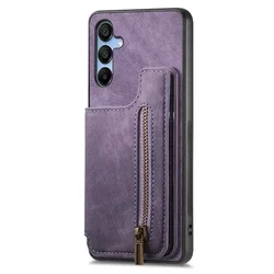 Leather Zipper Wallet Flip Cover - Premium Back Case for SAMSUNG A57 5G (PURPLE)