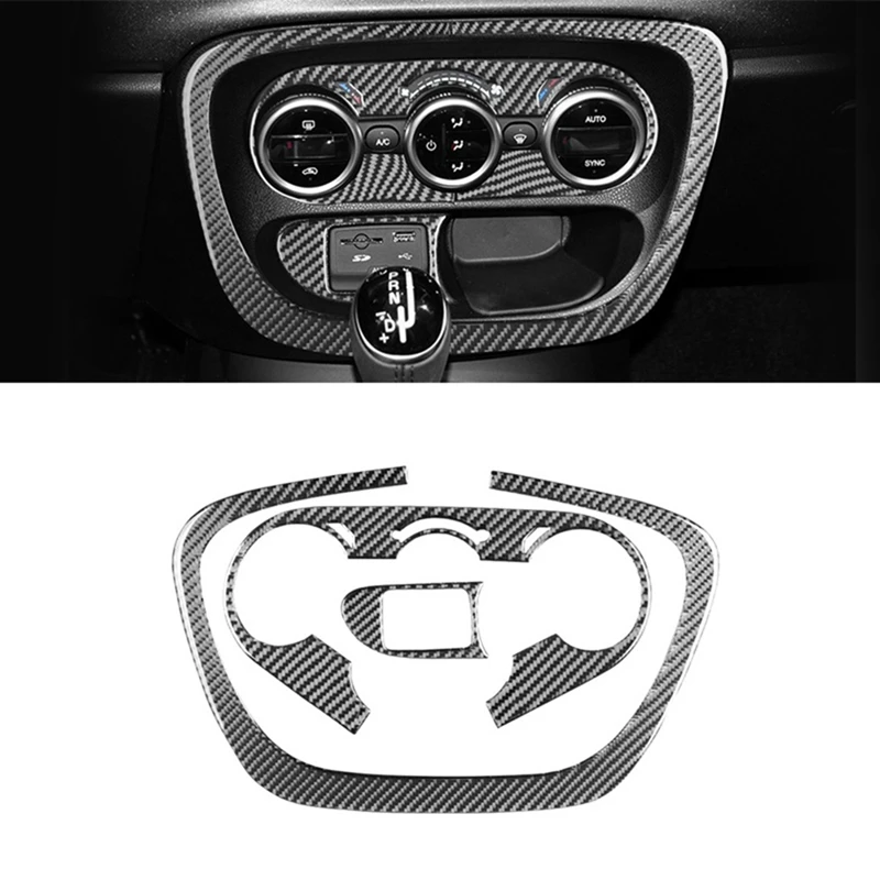 Car Console Ac Switch Cover Panel Trim Console Ac Switch Cover Sticker Per Fiat 500L 2014-2017 Soft Carbon Fiber